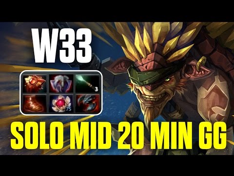Bristleback Solo Mid 20 Min GG by W33 - Top MMR Pro Player | Dota 2