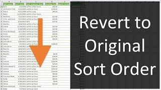 How To Retain Or Revert Back To Original Sort Order In Excel
