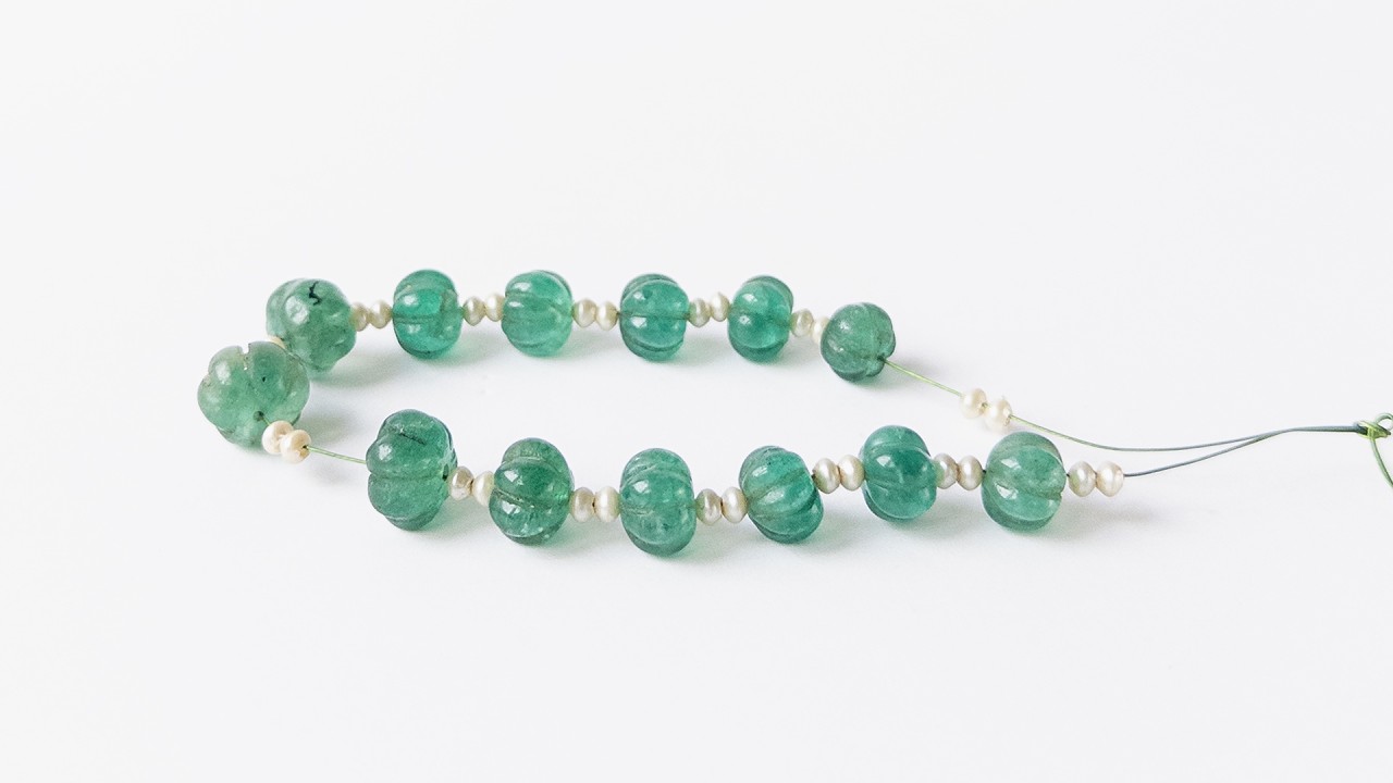 Beryl and Shell Pearls | Pumpkin Cut | 8.1-10mm Bead Size | 13 Pieces video