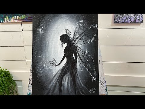 How To Paint “WINGED BEAUTY” Acrylic step by step Tutorial