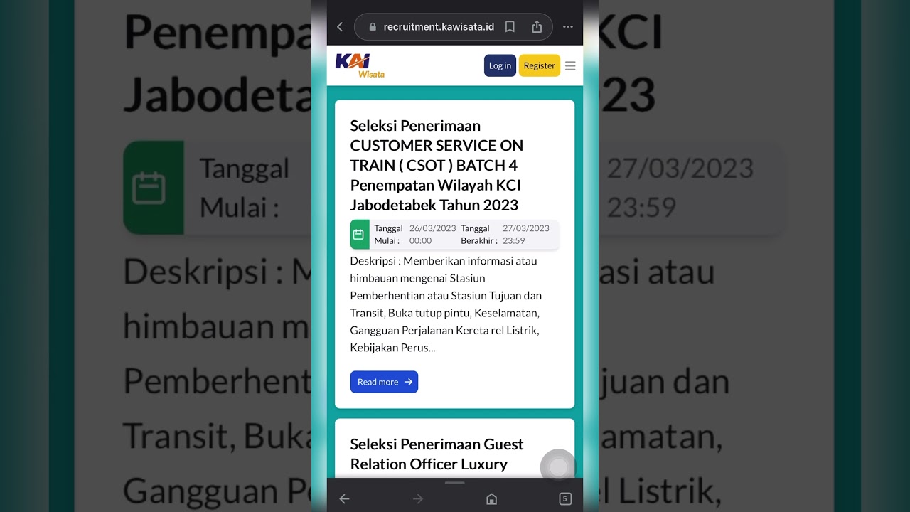 LOWONGAN KERJA CUSTOMER SERVICE ON TRAIN (CSOT) DI KAI WISATA #loker #infopenting
