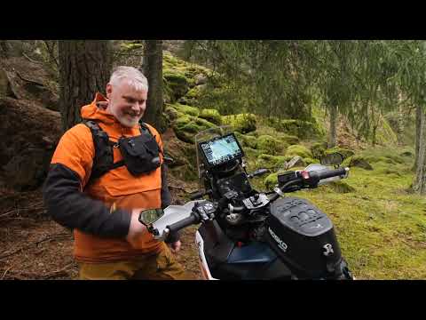 Thork Racing T865X DMD2 Nav,  on A MIcro ADV with a small coffee.
