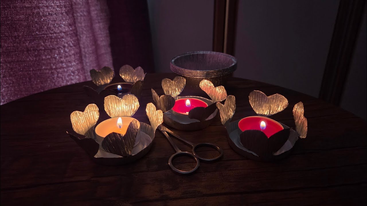 Easy DIY candle holders for Valentines Day ❤️DIY Heart Candle Holders from Foil Cupcake Cases