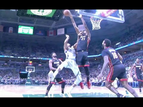 Hassan Whiteside DENIES Giannis!! - Heat vs Bucks Highlights - 1/17/2018