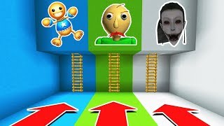 Minecraft PE: DO NOT CHOOSE THE WRONG LADDER (Kick the Buddy, Baldi's Basics, & Momo)