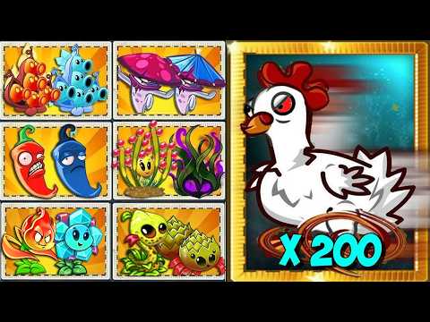 PVZ 2 - Random All Pair Plants Vs 200 Chicken Zombies - Which Team Plants 's Strongest?