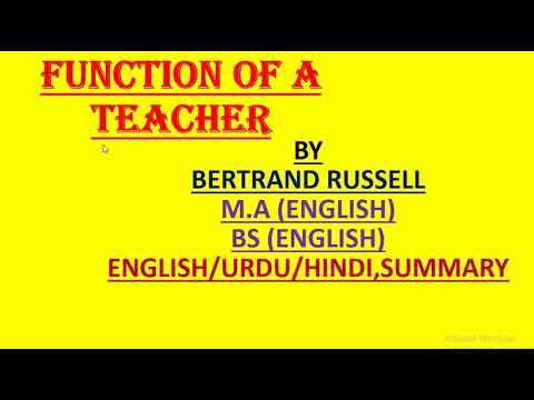 "FUNCTION OF A TEACHER"BY "Bertrand Russell"| M.A ,BS(ENGLISH)|PPSC LECTURER ENGLISH PREPARATION