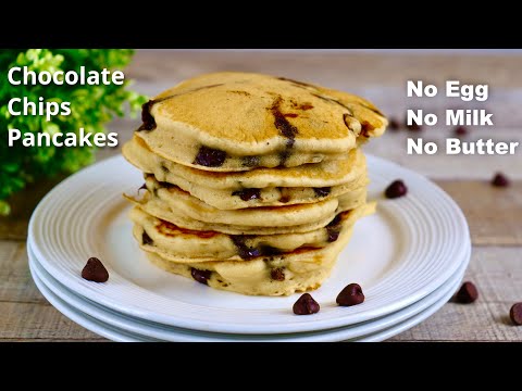 Chocolate Chips Pancakes | No Egg No Milk No Butter Pancakes