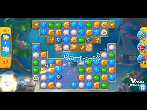 Fishdom. 5007 level no boosters and diamonds. Match-3 element: crocodile