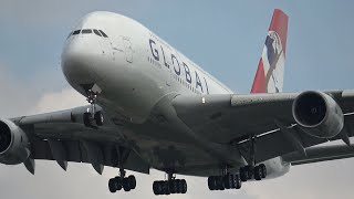 GLOBAL AIRLINES AIRBUS A380 FIRST EVER LANDING INTO LONDON GATWICK! 3/5/25 4K