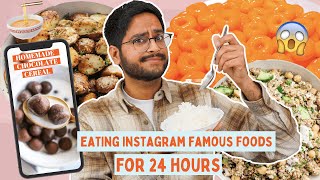 OMG😳😱 EATING ONLY INSTAGRAM TRENDING DISHES FOR 24 HOURS | VIRAL FOOD CHALLENGE