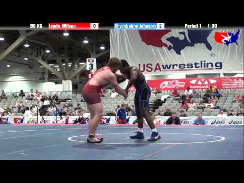 Jaydn Wilson vs. Khymbakhy Johnson at 2013 Junior Nationals - FILA - GR