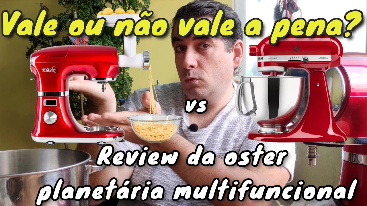 Miniatura da avaliação em vídeo de Batedeira Planetária Oster OBAT911 Digital 5L 1000W Vermelha 110V