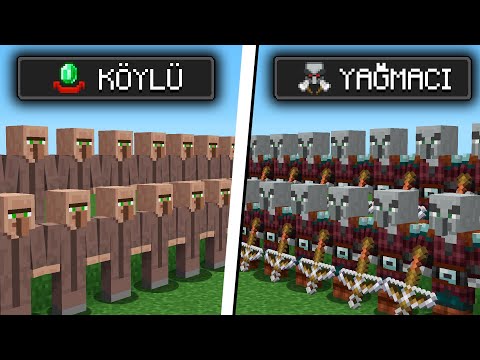 Minecraft ama 100 Oyunculu Köylü ve Yağmacı SİMÜLASYONU Hikayesi...
