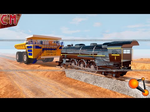 BeamNG Drive Diesel Train VS Heavy Vehicles (Belaz destruction) #10