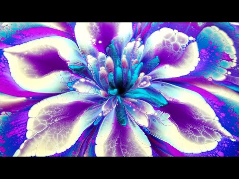 (445) CUP BOTTOM reverse FLOWER DIP ~ Acrylic pour painting ~ Spin art