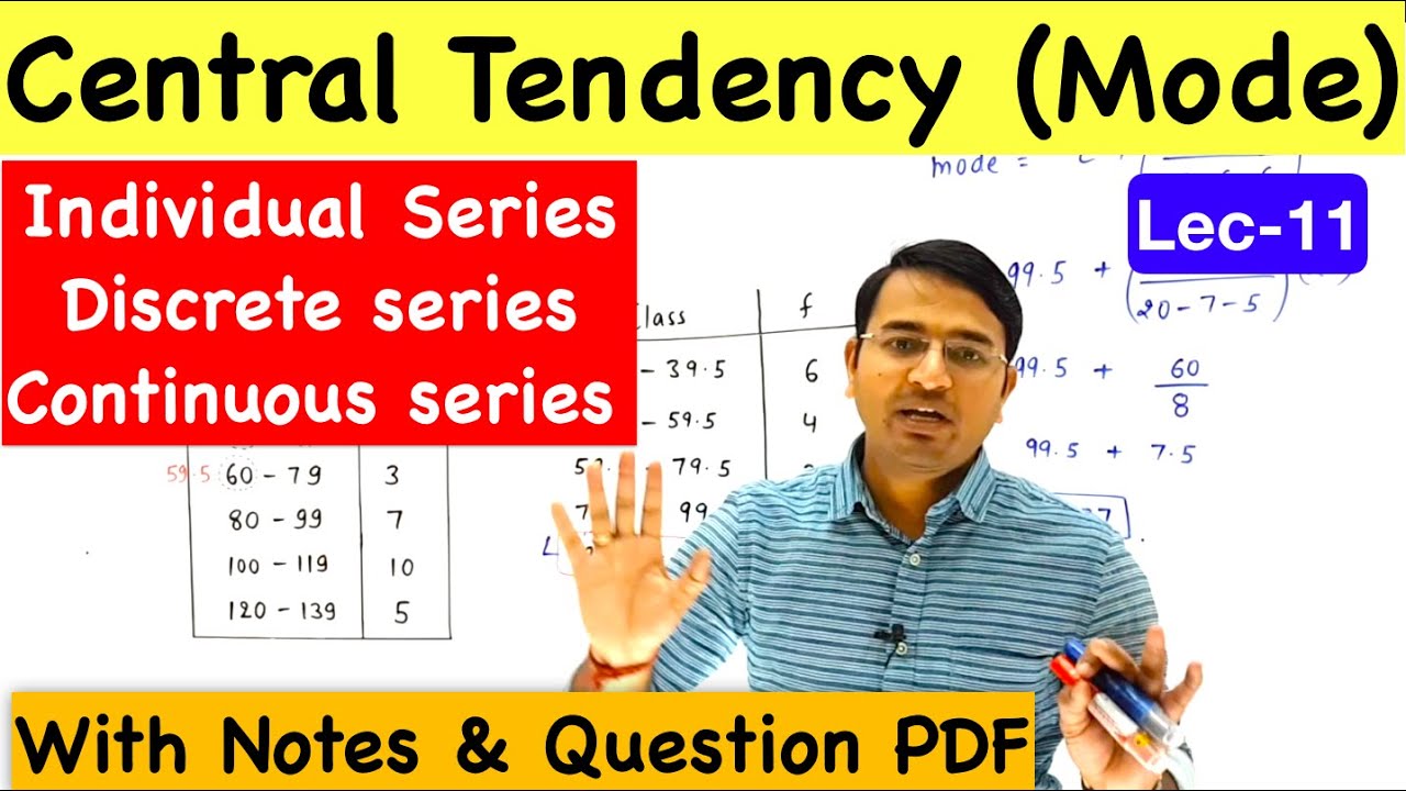 Mode for Individual, Discrete & Continuous series ...Central Tendency Lec-11 (CA Foundation)