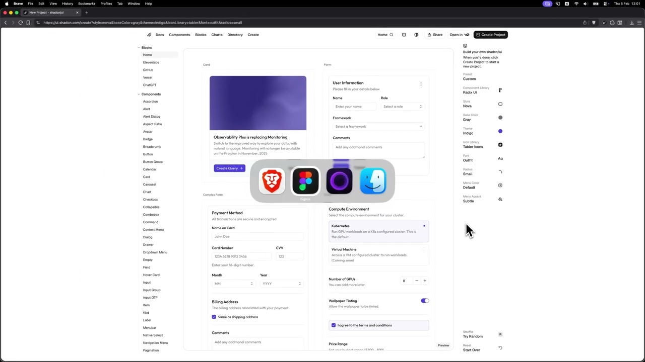 shadcn/create in Figma demo video