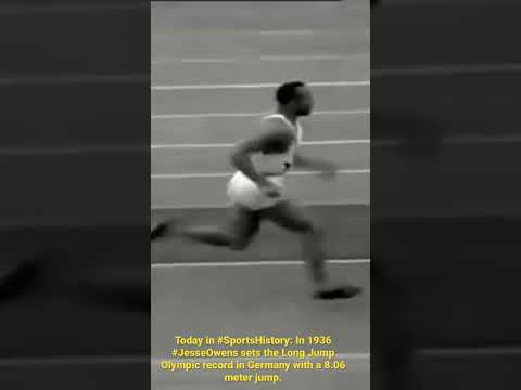 August 4, 1936 - Jesse Owens sets Olympic record in Germany for the Long Jump!