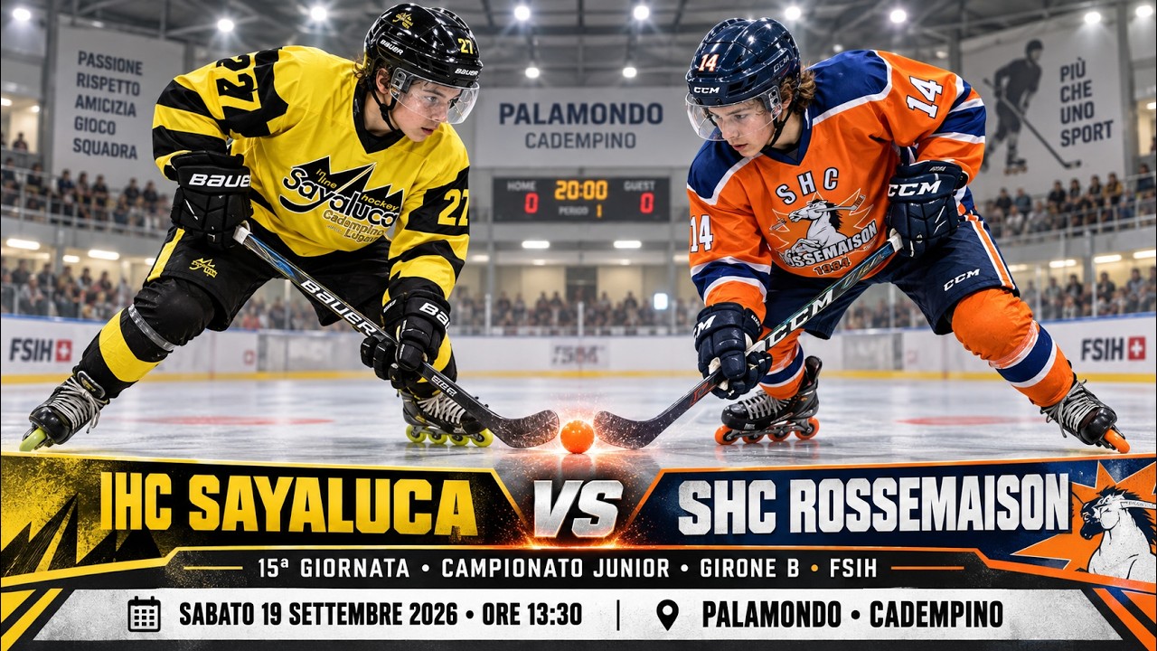 🏒 LIVE | IHC Sayaluca Cadempino-Lugano 🆚 SHC Rossemaison | Campionato Junior Girone B | 15ª Giornata
