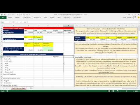 Excel Accounting – Schedule of Expected Cash Collections (With Formula Inputs)