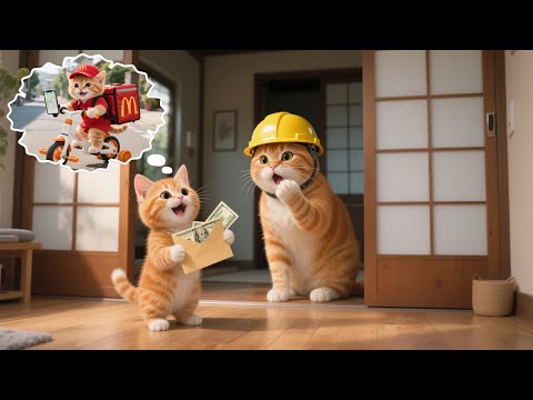 Ginger Sees Mama Cat Working Hard — Becomes a Little Transporter! 😿🚚