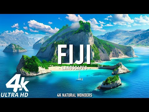 FLYING OVER FIJI 4K - Relaxing Music Along With Beautiful Tropical Paradise Nature Videos - 4K UHD