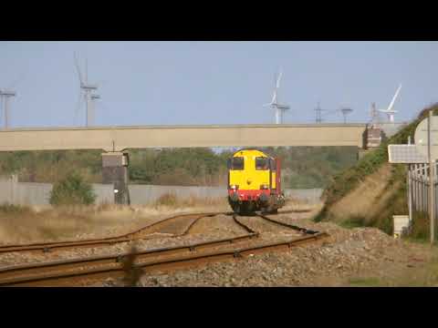 DRS Class 20s at salterbeck on a low level waste train