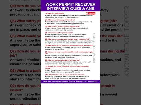Work Permit Receiver Interview Questions and Answers