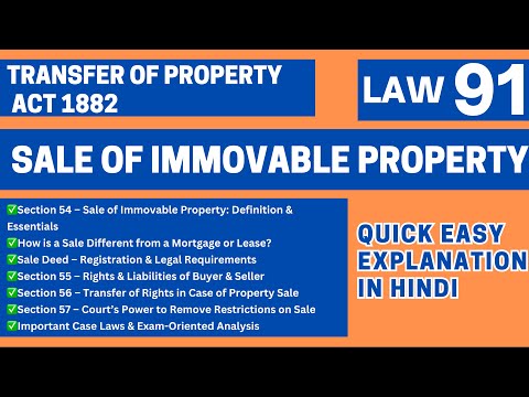 Sale of Immovable Property (Sections 54-57) | Transfer of Property Act | Easiest Explanation | LLB