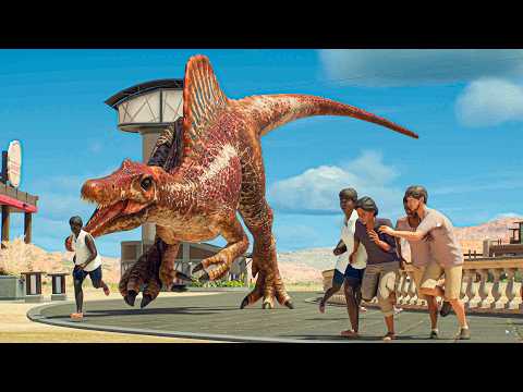 Giganotosaurus vs Spinosaurus Fight & Escape  - Jurassic World Evolution 3