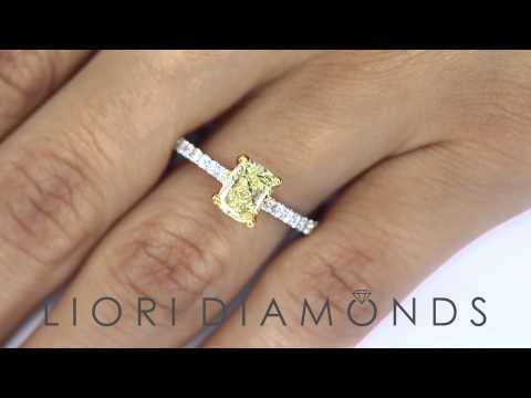 FD-148 - 1.85 Carat GIA Certified Fancy Yellow Diamond Engagement Ring 18k White Gold