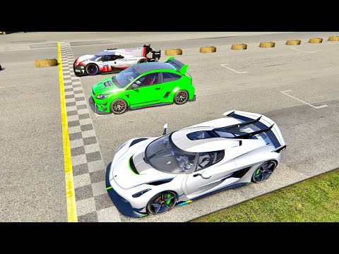 Koenigsegg Jesko vs Ford Focus RS Hill Climb vs Porsche 919 EVO - Old Monza