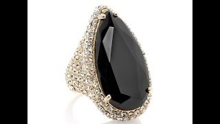 AKKAD 'Orchid Blossom' Black CZ PearShaped Ring