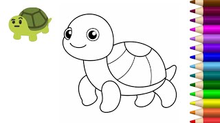 How to Draw a Cute Turtle for Kids | Easy Step-by-Step Turtle Drawing Tutorial