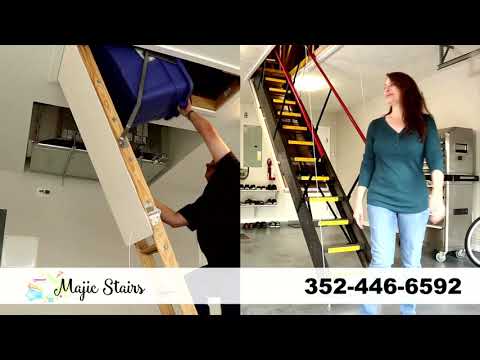 Safe, easy, electric, push button activated attic stairs.