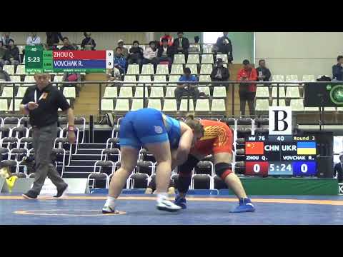 Round 3 WW - 76 kg: Q. ZHOU (CHN) v. R. VOVCHAK (UKR)