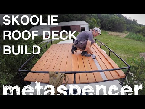 Skoolie Roof Deck Build in Tornado Alley