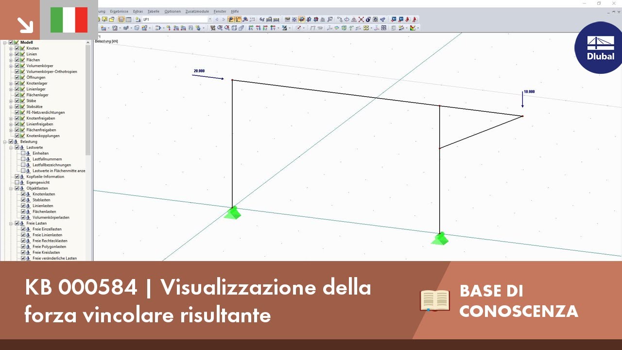 KB 000584 | Visualizzazione della forza vincolare risultante