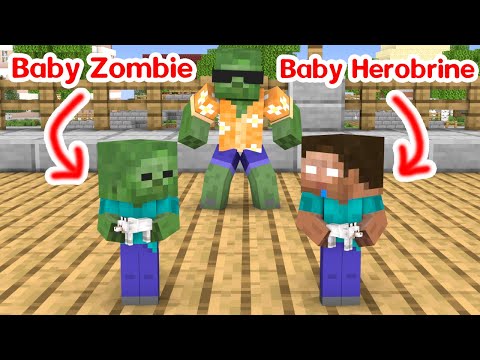 Baby Herobrine and Baby Zombie - Minecraft Animation