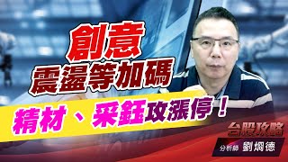 創意震盪等加碼，精材、采鈺攻漲停！｜台股攻略｜劉烱德 (圖)