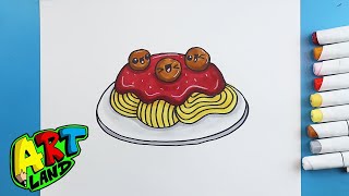 How to Draw SPAGHETTI AND MEATBALLS