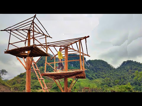 Building a wooden house | off-grid cabin - build alone / new farm and girl / part 2