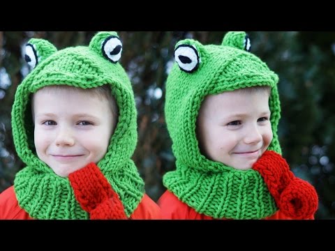 KNITTING A HAT FOR BEGINNERS I PART 1 - Hooded Scarf Frog Hat Easy for Beginners
