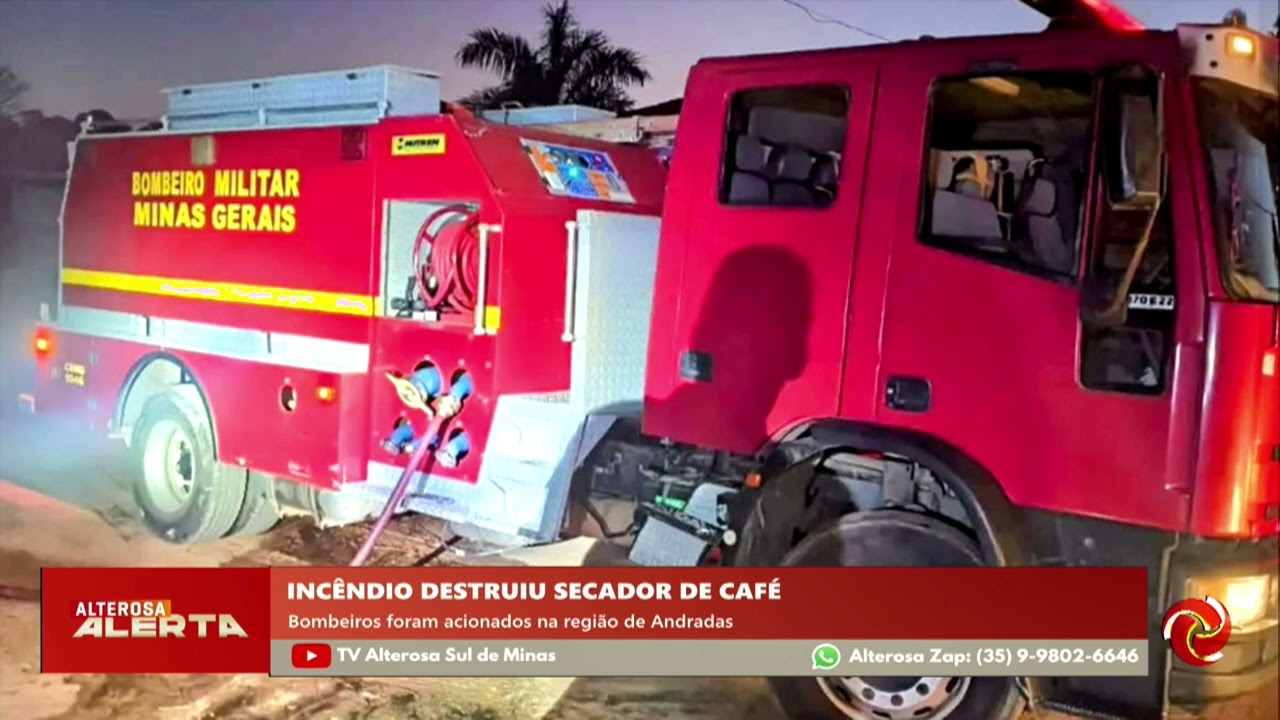 Fogo destrói secador de café em Andradas
