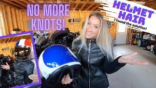 THE SOLUTION TO HELMET HAIR! How to style your hair on a motorcycle!