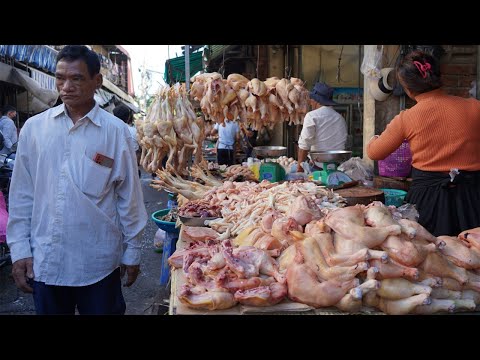 Morning Food Market Scene @Phsa Tumnob - The Best Market Selling Fish, Seafood, Vegetable & More