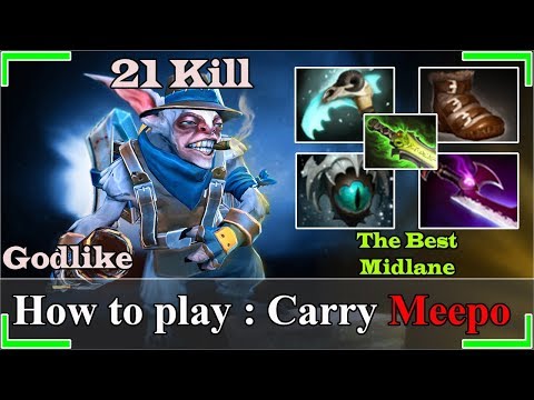 Godlike [Meepo] Midlane 21 Kill - INK MEEPO - HOW TO BE RANK MMR - DOTA 2 SROKSRE GAMEPLAY