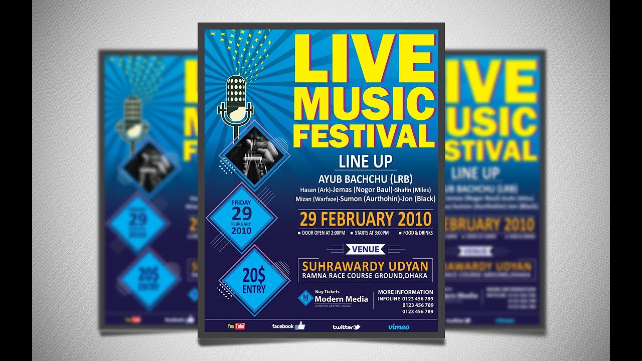 How to create a live music festival poster design in illustrator