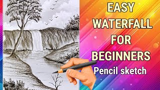Easy Waterfall Drawing | Simple Pencil Sketch for Beginners (Step-by-Step)